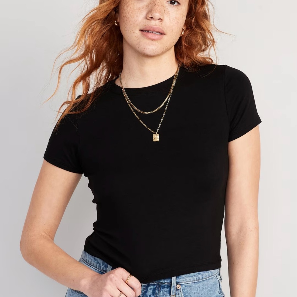 Old Navy Black Fitted Short Sleeve T-shirt